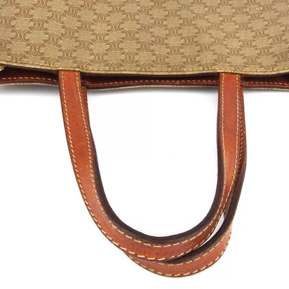 CELINE Handbag Macadam Beige PVC ?~ Leather Authentic USED - Picture 6 of 9